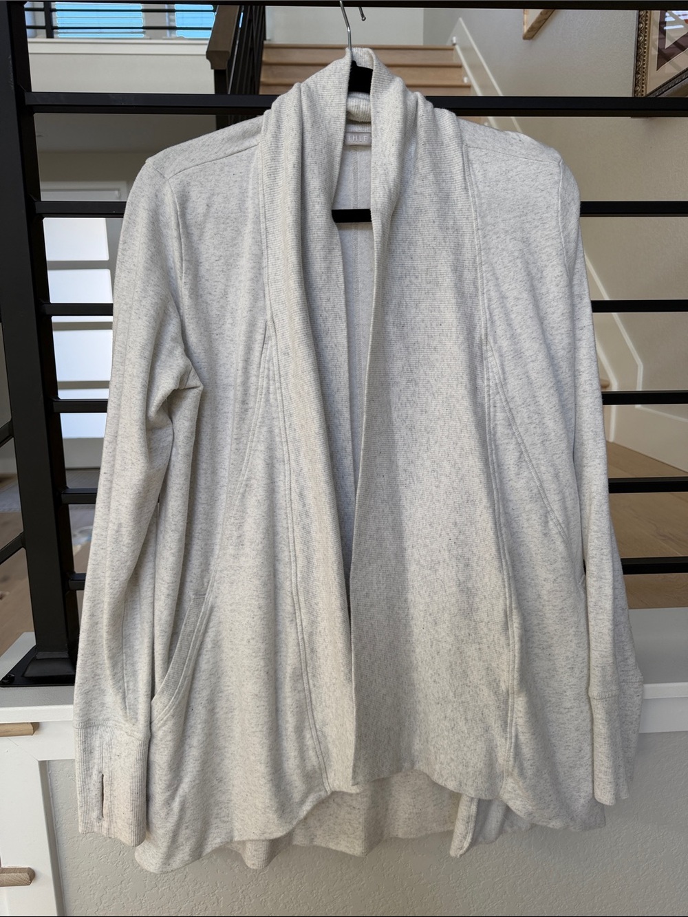 Athleta Open-Front Shawl Collar Cardigan Sweater - Light Heather Gray